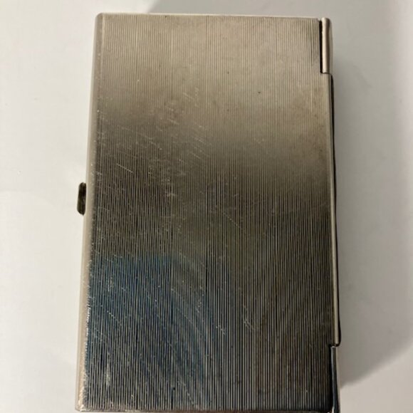 Vintage Silver Toned Cigarette Case w/ Pin Up Hula Girl Picture on Front - Picture 5 of 10